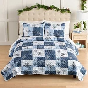 King/cal-king Snowflake quilt set Christmas Quilt